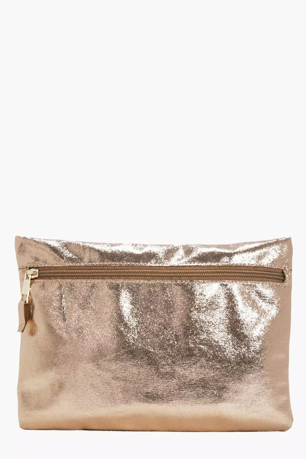 Rose gold clutch bag boohoo online